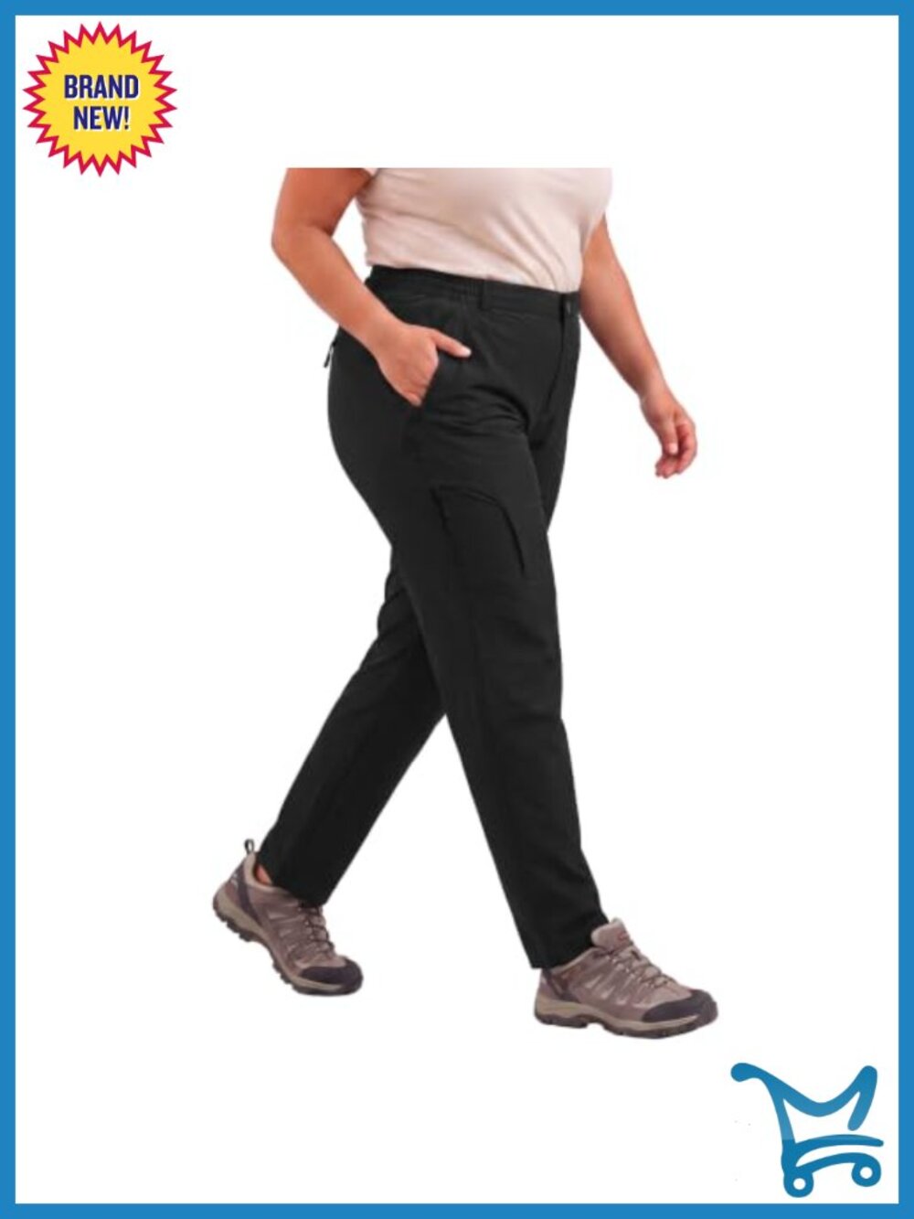 Plus Size Cargo Hiking Pants 5 Zip Pockets Lightweight Nylon Spandex